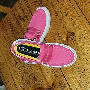 Womans Cole Hann ( 5) pink Canvas Slip On Lofer Pink White